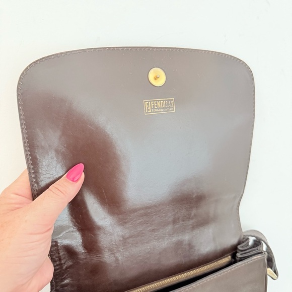 Vintage Fendi brown canvas & leather Zucca logo shoulder bag - Picture 9 of 13